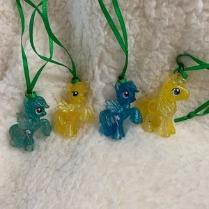 Set of 4 Glitter My Little Pony Christmas Ornaments